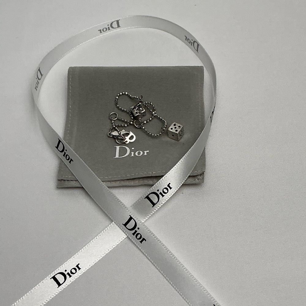 Vintage authentic Christian Dior Oblique Dice Silver Charm Bracelet - Picture 2 of 6